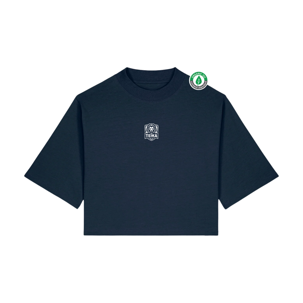 Sieviešu īsais t-krekls ar baltu logo