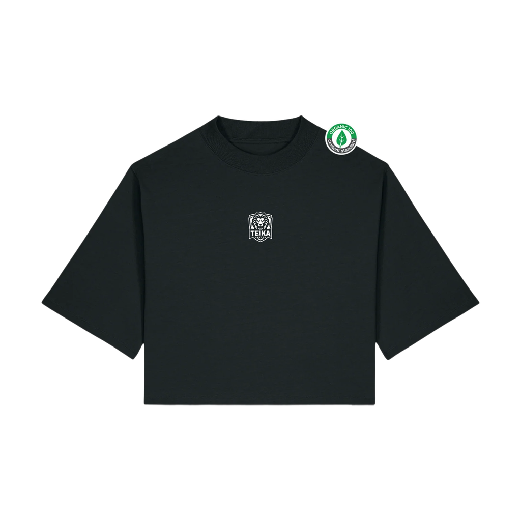 Sieviešu īsais t-krekls ar baltu logo