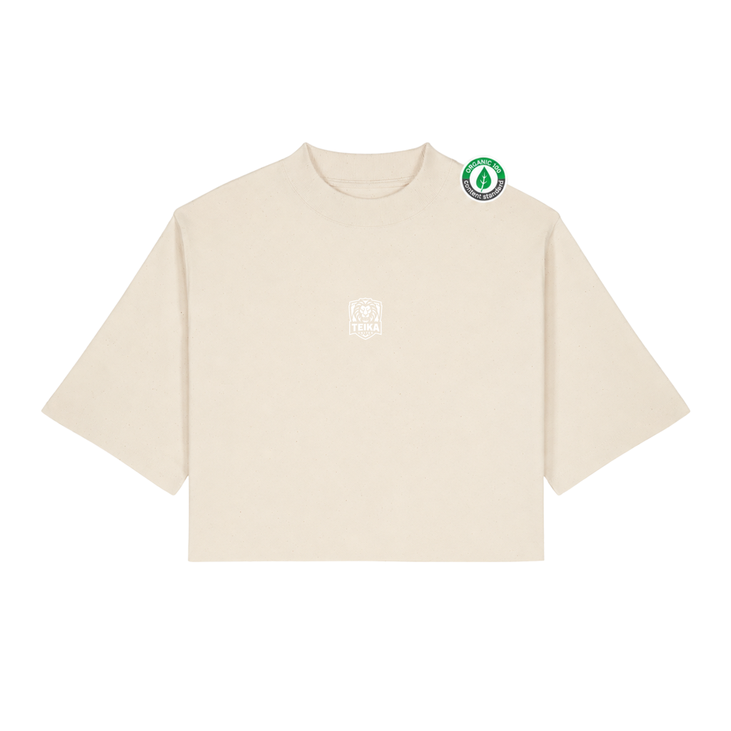 Sieviešu īsais t-krekls ar baltu logo