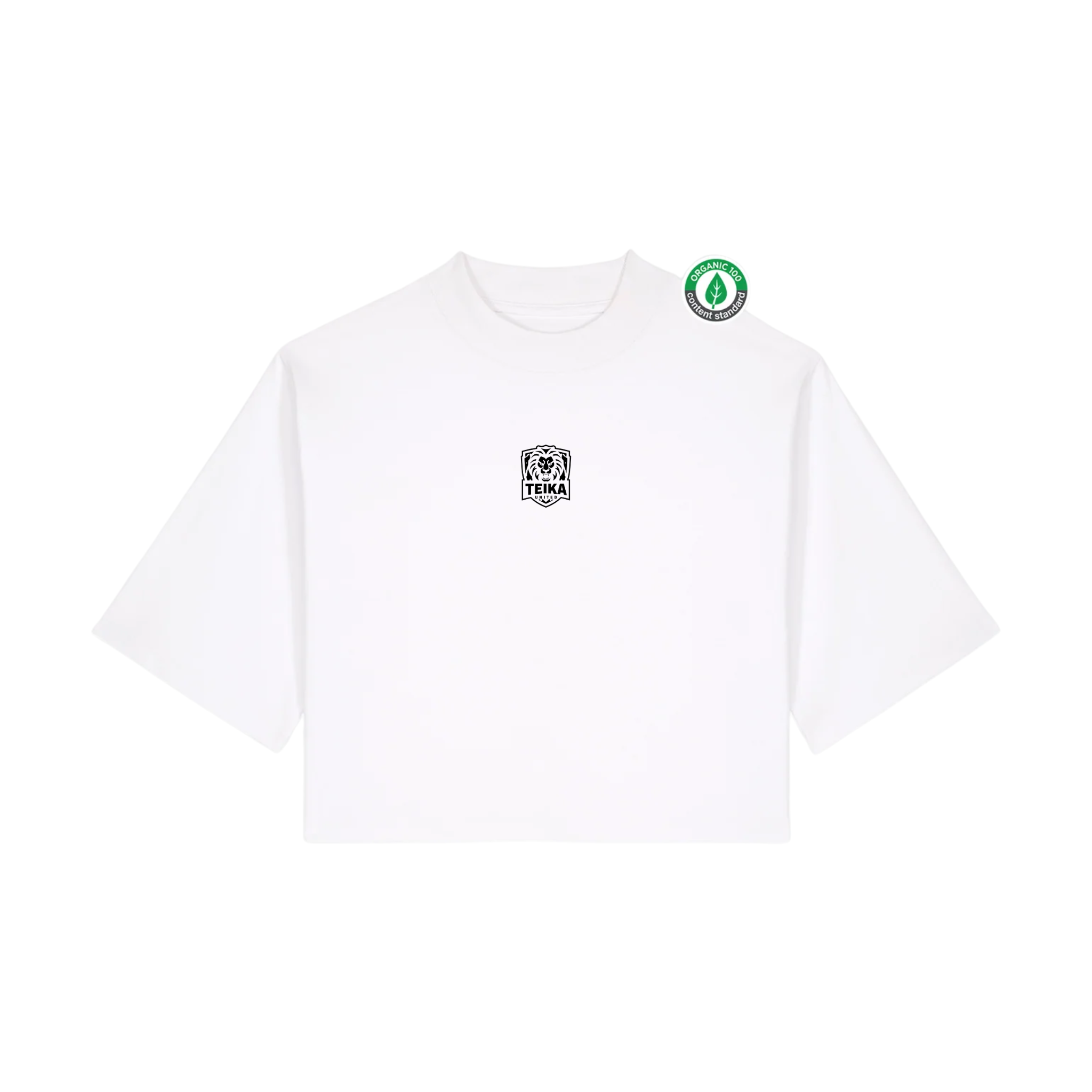 Sieviešu īsais t-krekls ar melnu logo